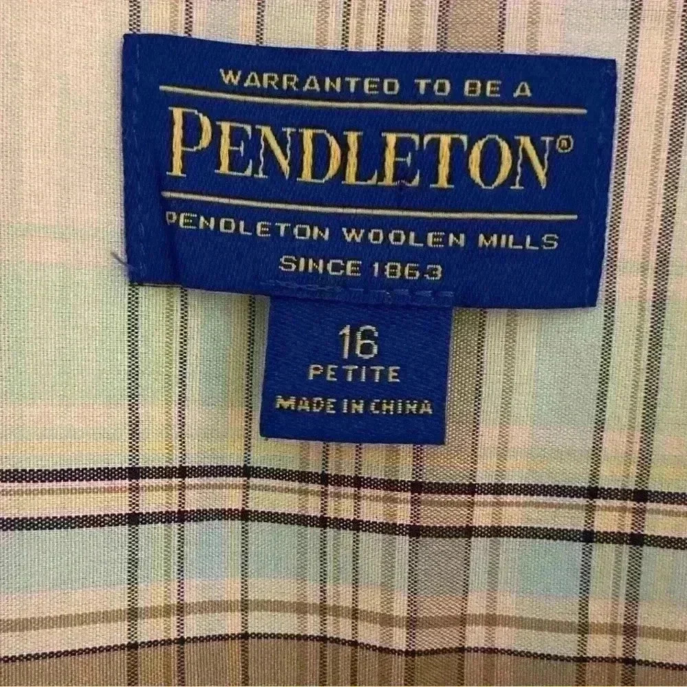 Pendleton button front shirt plaid with pockets 100% cotton 16 Petite - Picture 5 of 8